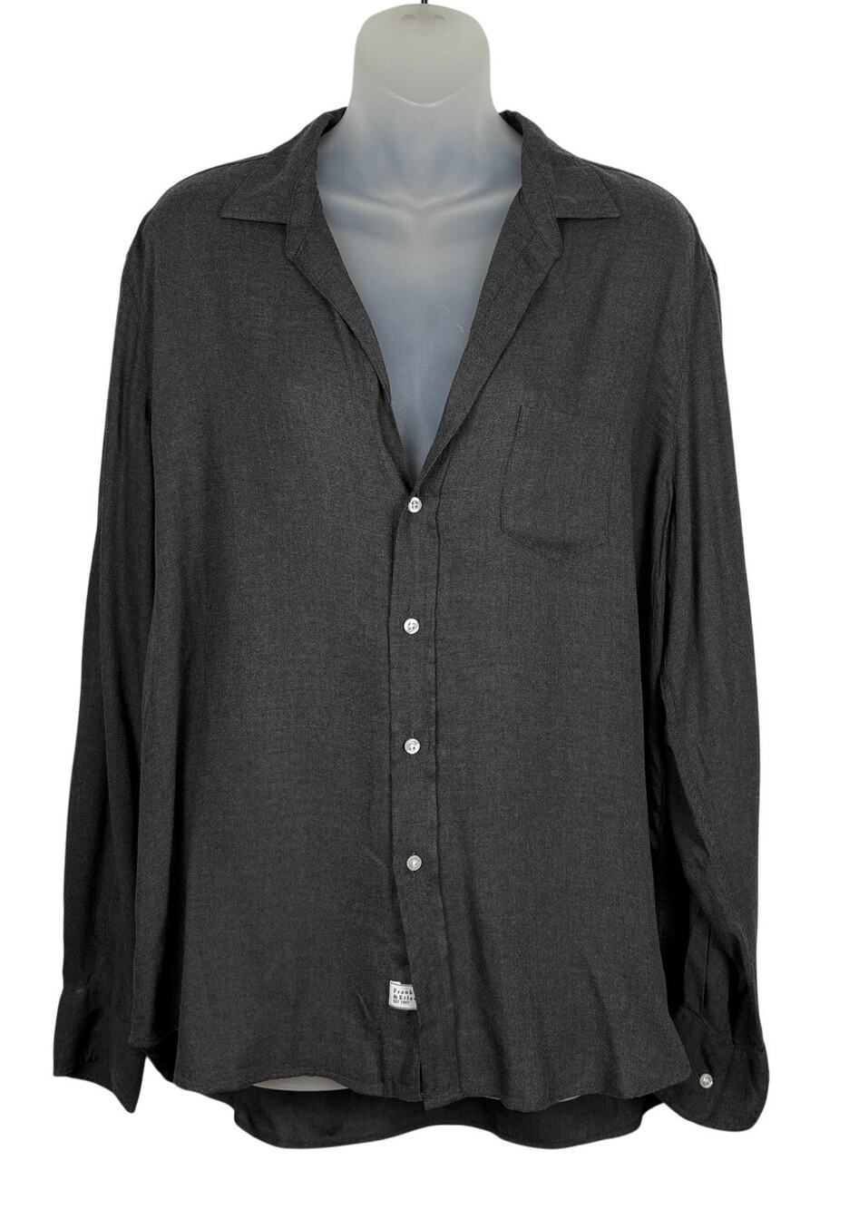 Frank & Eileen EILEEN 100% Modal Relaxed Button-Up Shirt in Dark Gray L NWOT